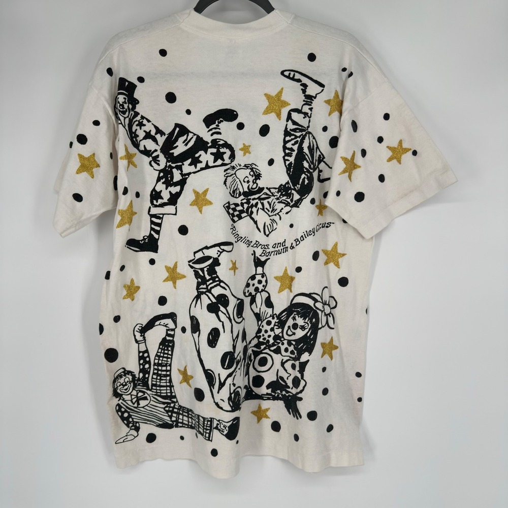 Vintage 90s Ringling Bros Barnum & Bailey Circus Clown All Over Print T-Shirt XL - Picture 8 of 10